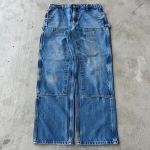 Vintage Y2K Carhartt denim blue jeans double knee work wear carpenter pants